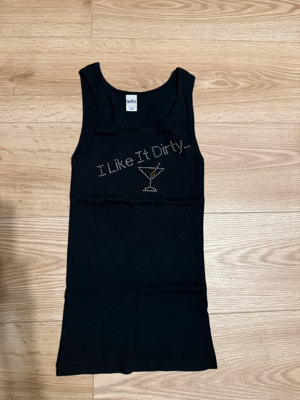 Abella Black Rhinestone 'I Like It Dirty' Tank Top